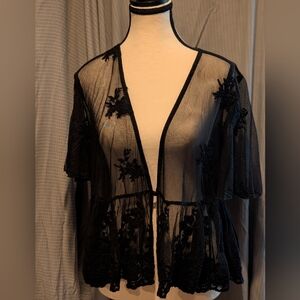 Torrid Black Sheer Lace Robe